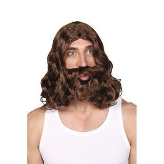 Wig and Beard Set   Brown   Jesus / Caveman / Stag Night Hero etc