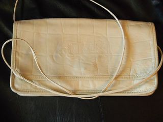 VTG Carlos Falchi Off White Clutch Handbag Textured Leather Reptile