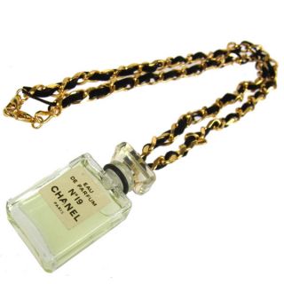 Authentic CHANEL Vintage CC Logos Gold Chain Pendant Necklace Perfume