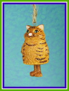  PAINTED CERAMIC 2½ TALL ORANGE TABBY CAT GARDEN BELL or ORNAMENT