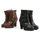 Womens Fashion belt high ankle Hill boots knee winter Shoes Faux