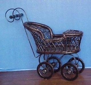 VINTAGE LOOKING WICKER DOLL CARRIAGE FOR 8 11 DOLL