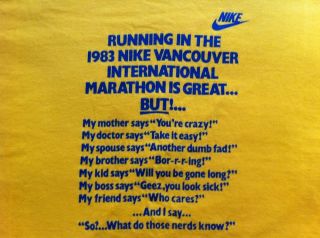 Vtg 80s NIKE 1983 VANCOUVER INTERNATIONAL MARATHON T Shirt Soft 50/50
