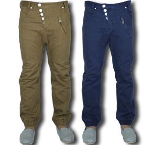 Mens Drop Crotch Chino Cuffed Jogger Carrot Fit Latest Style Jeans