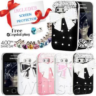 GALAXY Y S5360 LUXURY BLING 3D CRYSTAL DIAMOND BOW HARD CASE COVER