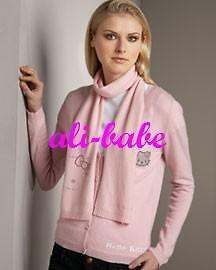 Hello Kitty Pink cashmere cardigan crystal L 10 12 NWT