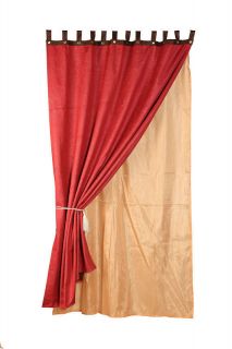 Western Rustic Red Tooled Curtain Drape Set