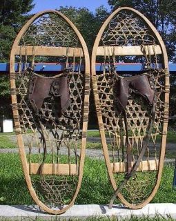 VINTAGE Indian Snowshoes 32x12 Bear Paw GREAT