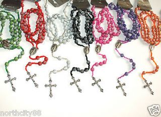 Necklace Beads Rosarie Hip hop Shamballa style miraculous center cross
