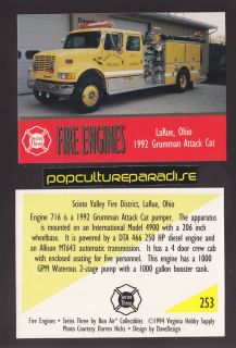 1992 GRUMMAN ATTACK CAT PUMPER FIRE TRUCK ENGINE CARD LaRue, Ohio