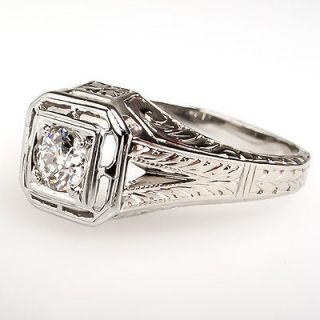 Wedding Band Diamond Ring Solid 18K White Gold Fine Jewelry 1920s