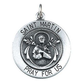 STERLING SILVER ST. MARTIN RELIGIOUS MEDAL SAINT OF TOURS   18.25MM