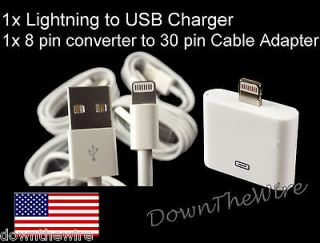 iPhone 5 Touch 5 Dock USB Charger Sync Cable + 8 Pin to 30 Pin