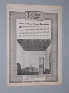 1929 1930 PARDEE TILES ADS BATHROOM AND CEILING TILES MATAWAN CERAMICS