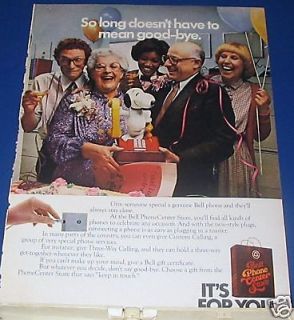 1981 Bell Telephone Snoopy phone Ad Grandma retires
