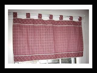 Nautica Bedford Red White Gingham Check Cafe Curtains 38.5x22 each