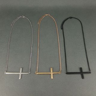 Unique Personality Punk Style Metal Cross Pendant Chain Necklace