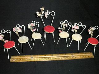 metal wire miniature doll ice cream parlor patio chairs velvet seats