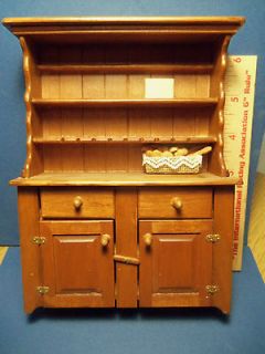 Dollhouse Kitchen Hutch with accessories , Doll House miniatures