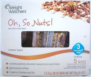 WEIGHT WATCHERS Oh, So Nuts 3 POINTS PLUS SNACK BARS 5 Pack NEW