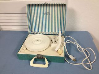 Vintage Kids Blue Suitcase Record Player Childs Turntable 45