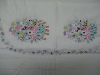 VINTAGE BEAUTIFUL RUSSIAN TABLECLOTH HAND MADE EMBROIDEREE 92 X 51