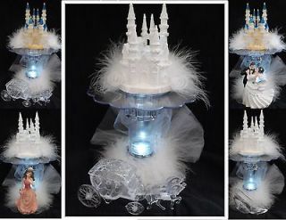 LIGHTED Bridal Wedding Cake Topper Quince Castle LIGHT