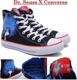 Converse x Dr Seuss Chuck Taylor HI UK 3.5 9.5 Black Head Hat Shoe