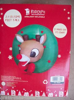 INFLATABLE AIRBLOWN RUDOLPH THE RED NOSE REINDEER HEAD THROUGH A