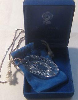 Vintage WATERFORD Crystal Pendant / Ornament Sterling Chain – Blue