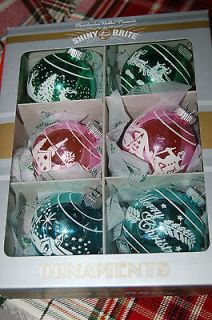 CHRISTOPHER RADKO Shiny Brite Flocked Glass Ornaments New in Box