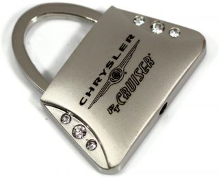 Chrysler PT Cruiser Logo Purse Crystal Keychain Chrome Key Fob Metal