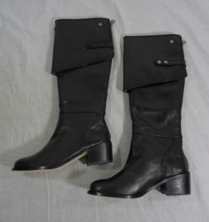 daniblack Rebel Tall Leather Boots with Spats BLACK SIZE 6M nwb
