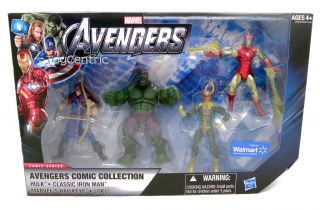 Marvel AVENGERS COMIC COLLECTION 4 Pack Hulk, Iron Man, Hawkeye, Loki