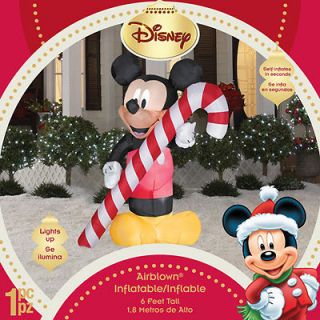 CHRISTMAS DISNEY MICKEY MOUSE CANDY CANE AIRBLOWN INFLATABLE GEMMY
