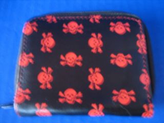 Black Faux Leather Wallet with Red Skelton Print 4Lx3 1/2W New