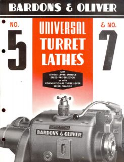 UNIVERSAL TURRET LATHES 1941 Brochure Bardons & Oliver Cleveland Ohio