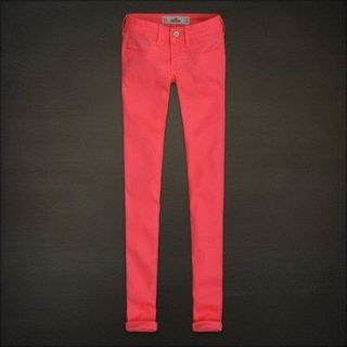 NWT! HOLLISTER FALL 2012 NEON CORAL SKINNY JEGGINGS JEANS LEGGINGS 1