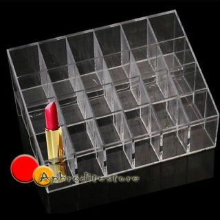 Clear 24PCS Lipstick Makeup Cosmetic Stand Display Rack Holder Case