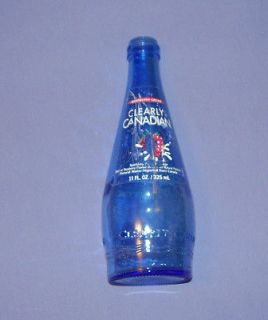 Clearly Canadian Raspberry Beverage Bottle 11 oz Cobalt Glass Vtg