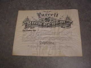 Indian Territory 1903 Oklahoma Purcell Ok High School Diploma