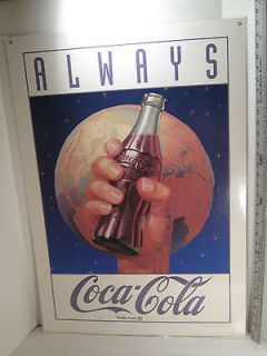 Coca Cola Poster Always Globe Hand Holding Bottle of Coca Cola 1950s