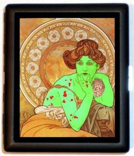 Art Nouveau Victorian Woman with Brain Horror Goth Id Cigarette Case