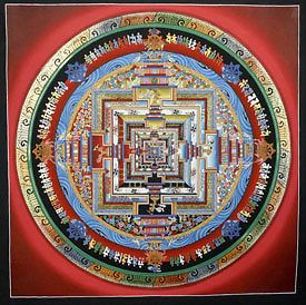 29 Kalachakra Mandala Red Thangka Painting~32 CM