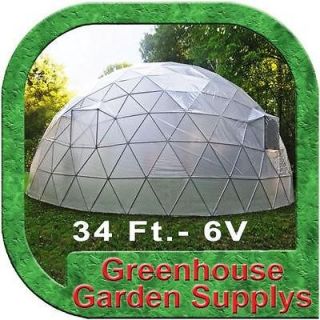 HYDROPONIC & AEROPONIC GREENHOUSE GEODESIC DOME 34 FT. 6V Frequency