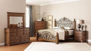 Coaster Furniture Edgewood Poster Bedroom Set Bed Dresser Oak 4 Piece