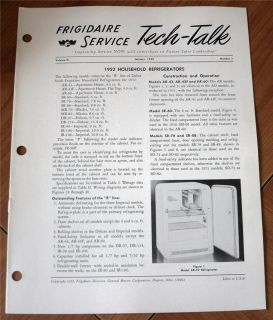 Frigidaire 1952 Household Refrigerators Tech Talk January 1952 VG