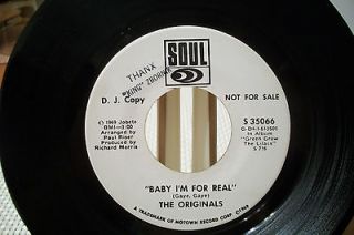 THE ORIGINALS, BABY IM FOR REAL, SOUL RECORD LABEL, DJ COPY NOT FOR