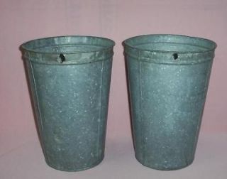 OLD ORIGINAL GALVANIZED Maple Syrup Sap Buckets DOUBLE RIM at TOP