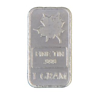 Gram Tin Maple Leaf Bar   99.9% Tin